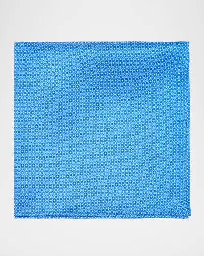 Stefano Ricci Men's Micro-geometric Silk Pocket Square In Blue
