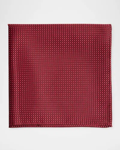 Stefano Ricci Men's Micro-geometric Silk Pocket Square In Red