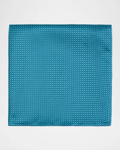Stefano Ricci Men's Micro-geometric Silk Pocket Square In Blue