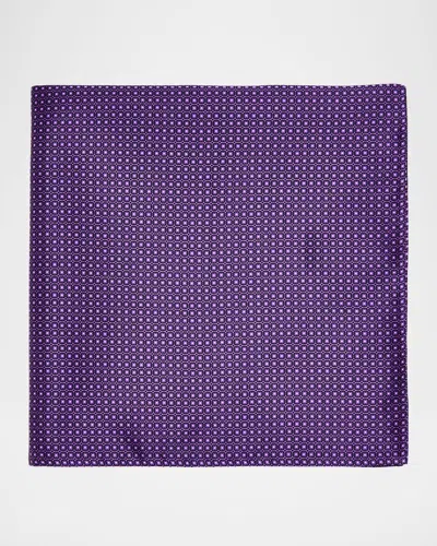Stefano Ricci Men's Micro-geometric Silk Pocket Square In Purple