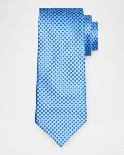 Stefano Ricci Men's Micro-geometric Silk Tie In Blue