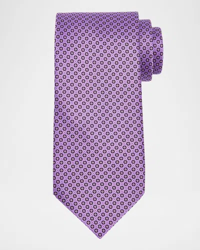 Stefano Ricci Men's Micro-geometric Silk Tie In Violet