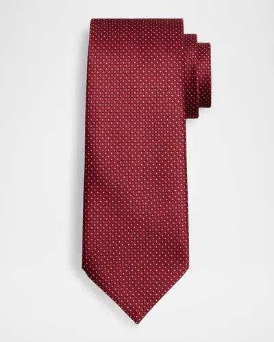 Stefano Ricci Men's Micro-medallion Silk Tie In Burgundy