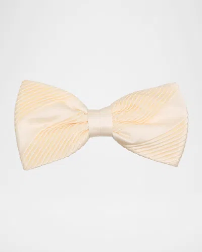 Stefano Ricci Men's Mini Pleat Diagonal Stripes Silk Bow Tie In Neutral