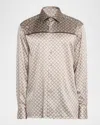 Stefano Ricci Men's Multi-geometric Silk-elastane Sport Shirt In Neutral