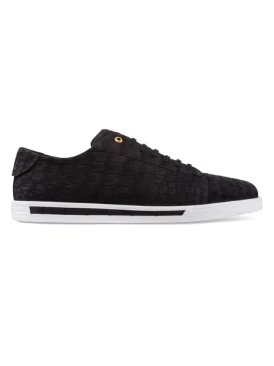 Stefano Ricci Men's Nubuck Crocodile Leather Sneakers In Black