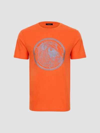 Stefano Ricci Men's Octagonal Embroidered Monogram T-shirt In Orange