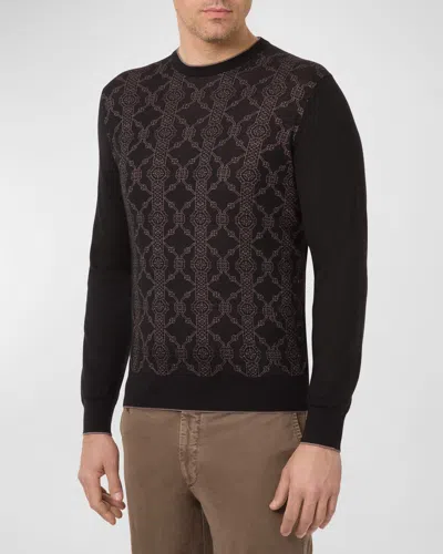 Stefano Ricci Men's Patterned Cashmere-silk Sweater In Black
