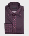 Stefano Ricci Men's Patterned Silk Dress Shirt In Brown