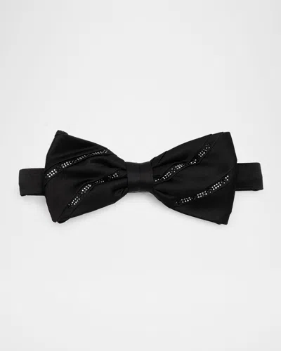 Stefano Ricci Men's Pleated Silk Bow Tie With Crystals In Black