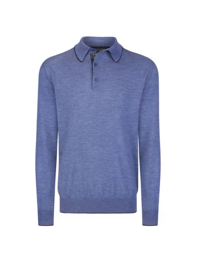 Stefano Ricci Men's Polo Sweater In Blue