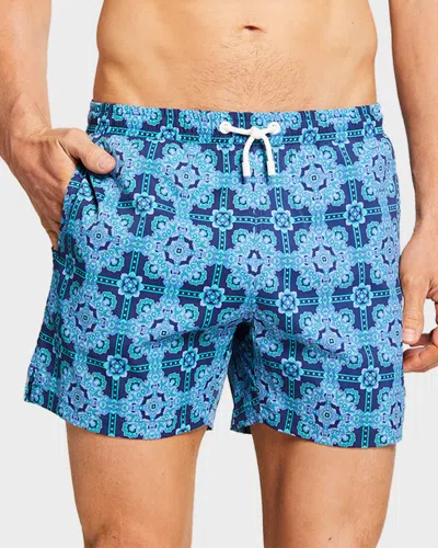 Stefano Ricci Men's Printed Swim Trunks In Azzurro