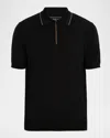 Stefano Ricci Men's Quarter-zip Short Sleeve Polo Sweater In Black