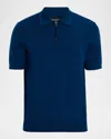 Stefano Ricci Men's Quarter-zip Short Sleeve Polo Sweater In Blue