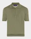 Stefano Ricci Men's Quarter-zip Short-sleeve Polo Sweater In Dark Green