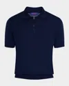 Stefano Ricci Men's Quarter-zip Short-sleeve Polo Sweater In Navy