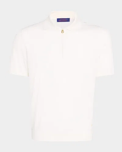 Stefano Ricci Men's Quarter-zip Short-sleeve Polo Sweater In White