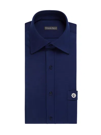 Stefano Ricci Men's Refined Wool Jersey Dress Shirt In Blue