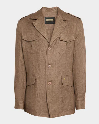 Stefano Ricci Men's Sahara Linen Safari Jacket In Brown