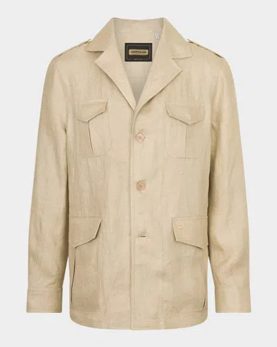 Stefano Ricci Men's Sahara Linen Safari Jacket In Beige