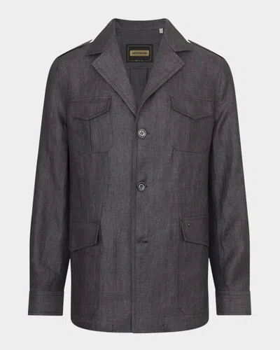 Stefano Ricci Men's Sahara Linen Safari Jacket In Black