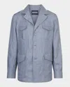 Stefano Ricci Men's Sahara Linen Safari Jacket In Light Blue