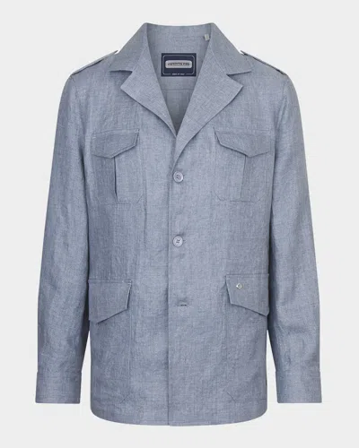 Stefano Ricci Men's Sahara Linen Safari Jacket In Light Blue