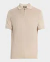 Stefano Ricci Men's Short-sleeve Quarter-zip Polo Sweater In Neutral