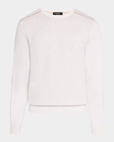Stefano Ricci Men's Silk And Cotton Crewneck Sweater In White