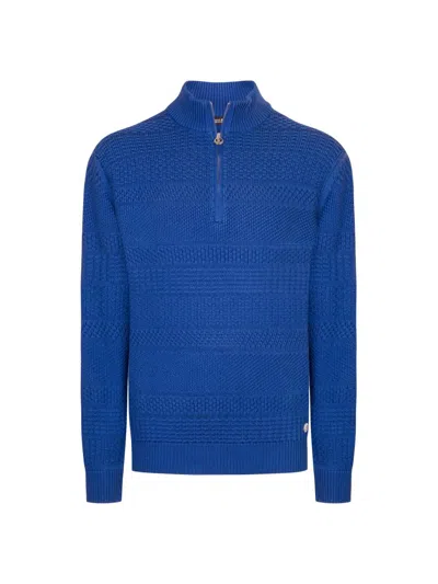 Stefano Ricci Men's Silk And Cotton Knit Mockneck Sweater In Blue