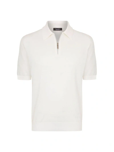 Stefano Ricci Men's Silk And Crocodile Zip Polo Shirt In White