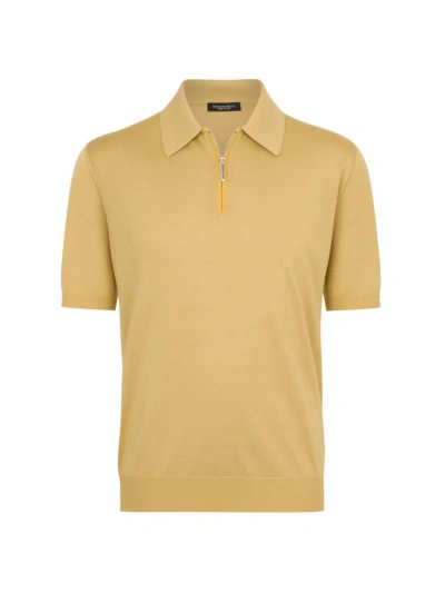 Stefano Ricci Men's Silk And Crocodile Zip Polo Shirt In Yellow