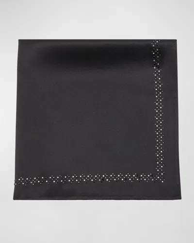 Stefano Ricci Men's Silk Crystal-trim Pocket Square In Black