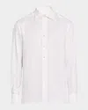 Stefano Ricci Men's Silk Geometric Jacquard Dress Shirt In White