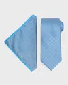 Stefano Ricci Men's Silk Tie And Pocket Square Set In Blue