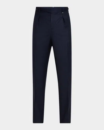 Stefano Ricci Men's Single-pleated Sport Trousers In Navy