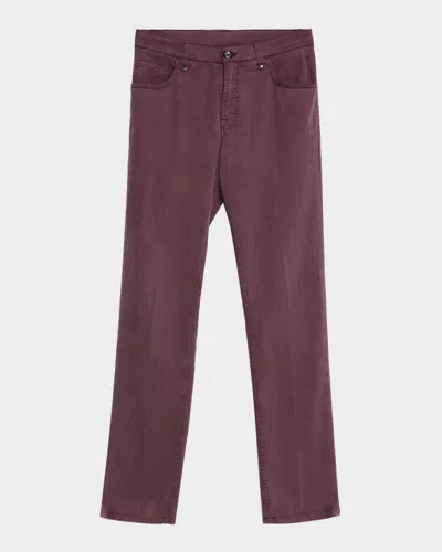 Stefano Ricci Men's Slim Lyocell-cotton Stretch Five-pocket Pants In Red