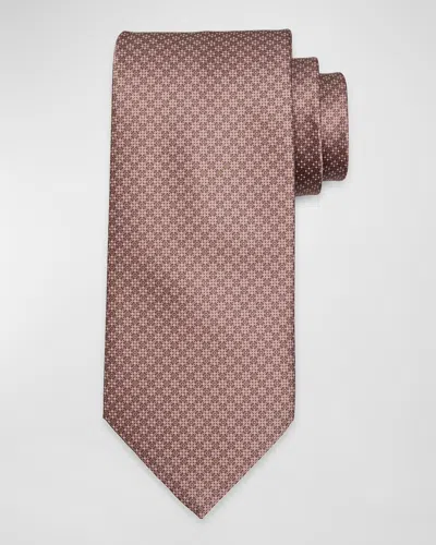 Stefano Ricci Men's Small Square Silk Tie In Brown