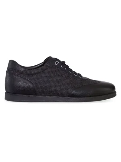 Stefano Ricci Men's Sneakers With Deerskin Leather In Black
