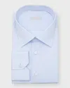 Stefano Ricci Men's Solid Barrel-cuff Dress Shirt In Blue