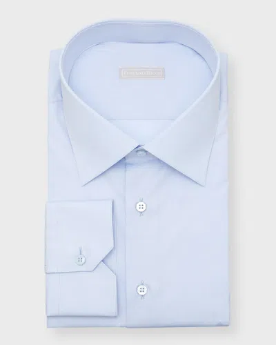 Stefano Ricci Men's Solid Barrel-cuff Dress Shirt In Blue