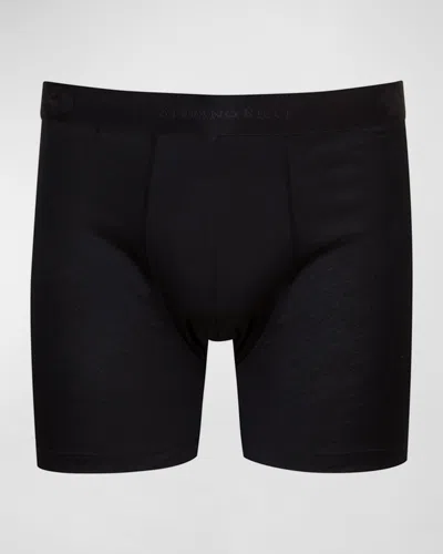 Stefano Ricci Men's Solid Cotton Boxer Briefs In Black
