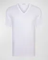Stefano Ricci Men's Solid Cotton V-neck T-shirt In White