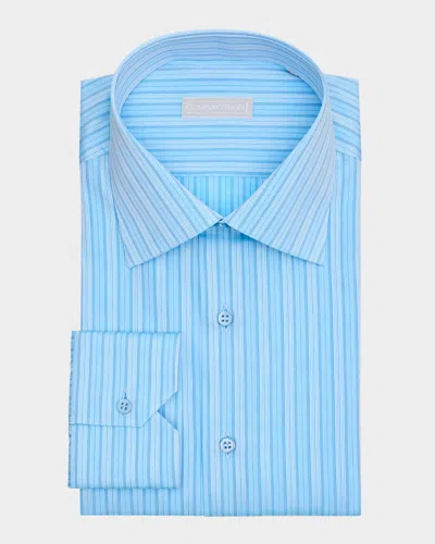 Stefano Ricci Men's Striped Dress Shirt In Turquoise
