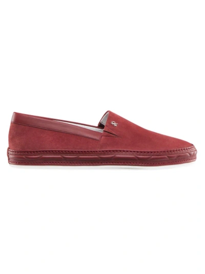 Stefano Ricci Men's Suede And Calfskin Leather Slip-on Shoes In Dark Red