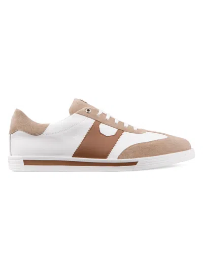 Stefano Ricci Men's Suede And Calfskin Leather Sneakers In Neutral