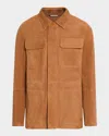 Stefano Ricci Men's Suede Full-zip Field Jacket In Light Brown