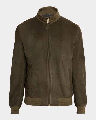 Stefano Ricci Men's Suede Full-zip Jacket In Green