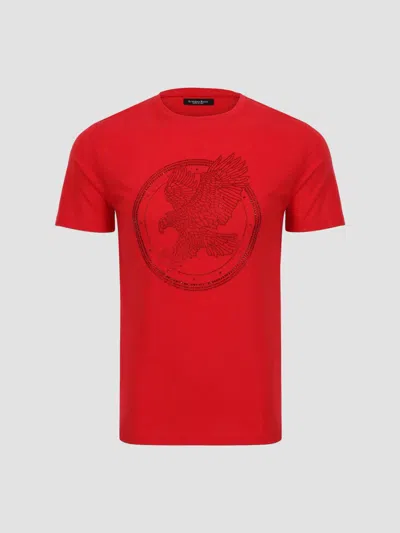 Stefano Ricci Men's Swarovski Crystal Eagle Logo T-shirt In Red