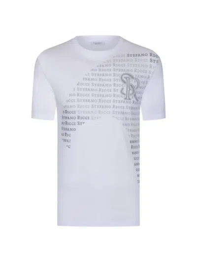 Stefano Ricci Men's T-shirt With Cotton Blend In White